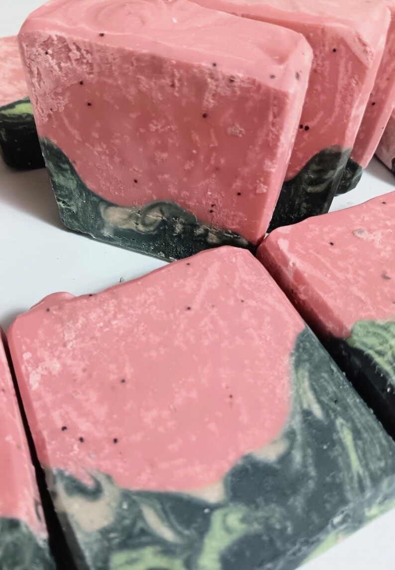 Watermelon Mint Cold Process Soap Bar | Lard, Poppy seeds, Watermelon Seed Oil