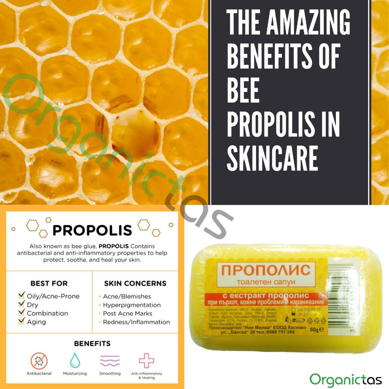 1 Bar Milva Bee Propolis Extract Toilet Soap Dandruff Skin Oil Acne 60g = 2.1 oz