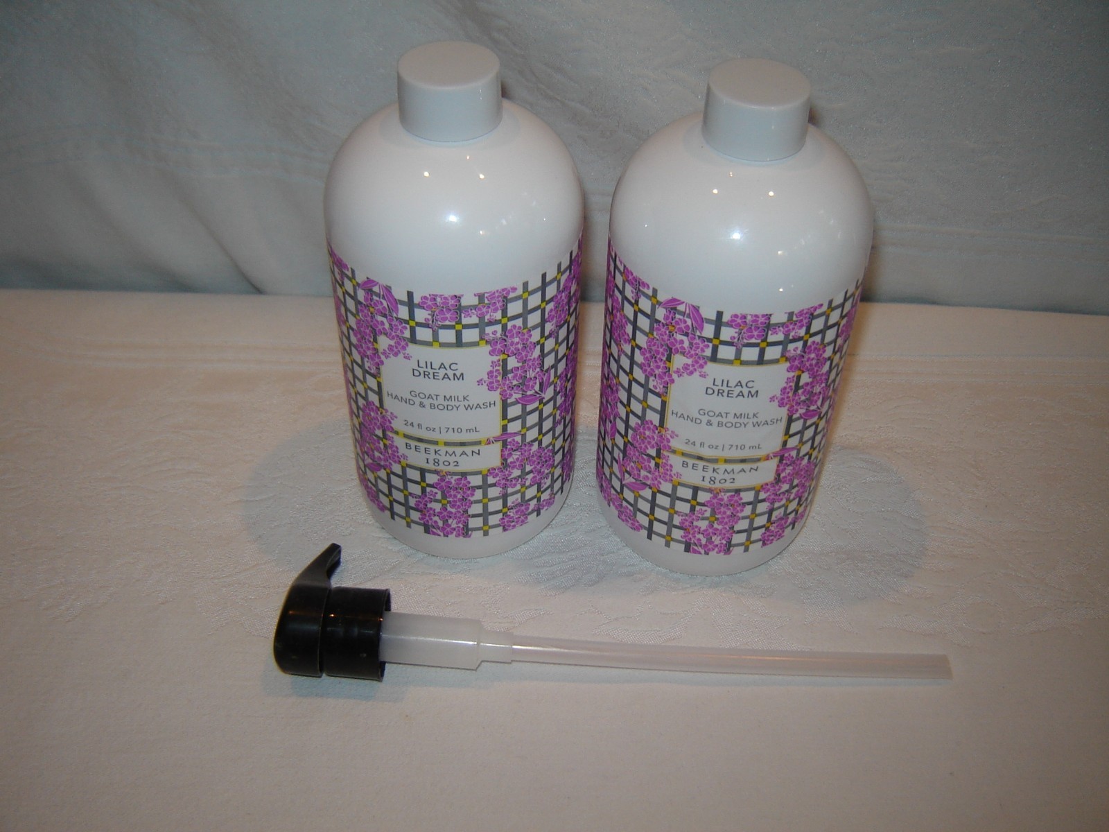 2 SEALED 24 fl oz Beekman 1802 Lilac Dream Goat Milk Hand & Body Wash w/1 Pump