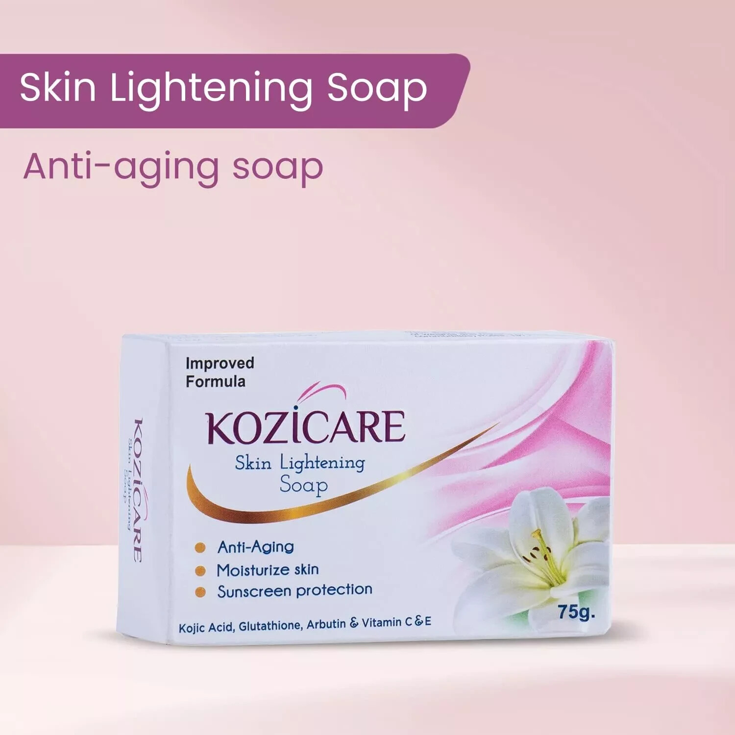 Pack of 6 X Kozicare Skin Lightening Soap 75 gm Enriched with Kojic Acid,Vitamin
