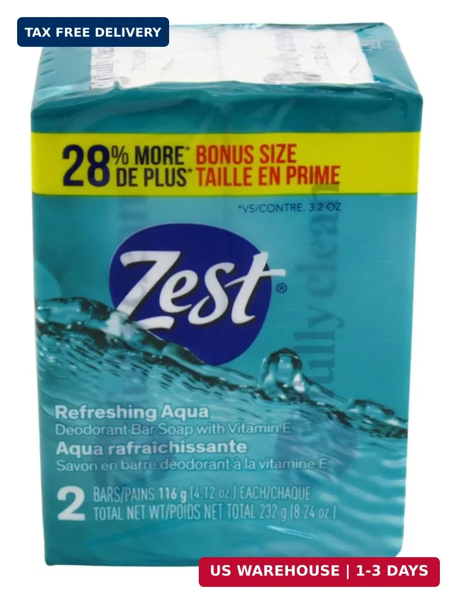 Zest Soap Refreshing Aqua Bath Bars 4.12 Ounce (Pack of 2)