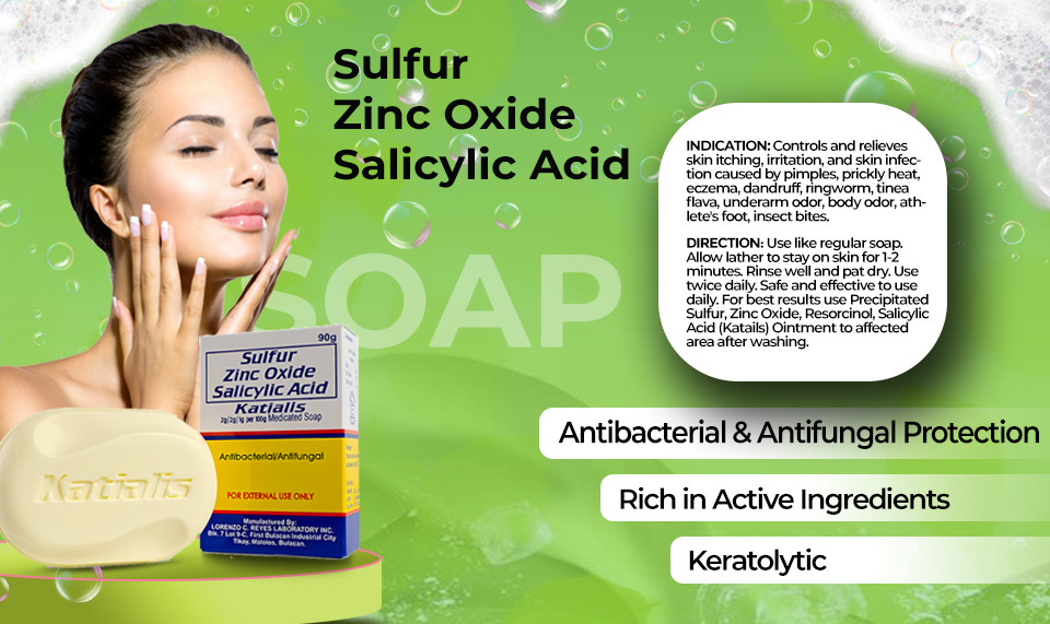 (2-pk) KATIALIS SOAP Sulfur Zinc Oxide Salicylic Acid anti Fungal anti Bacterial