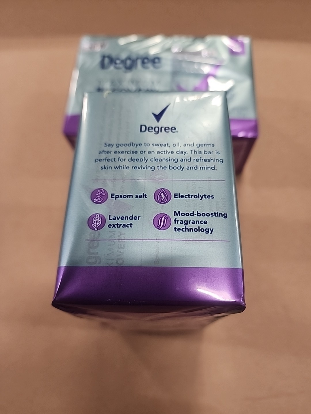 8X Degree Max Recovery 3-in-1 Soap Bar Body Face, Epsom Salt + Lavender 3.75 OZ