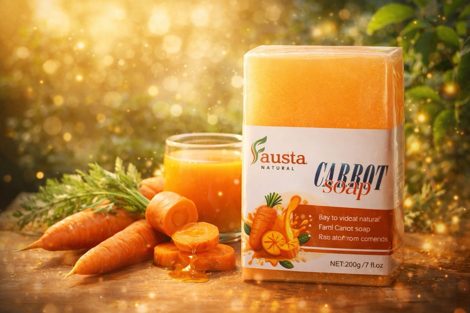 Fausta Natural Carrot Soap Bar – Brightening, Glow Support, Antioxidant, 200g