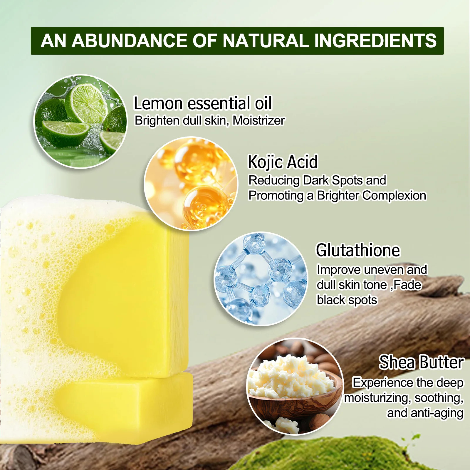 Moisturizing Whitening Lemon Body Soap WK JALY With Glutathione Shea Butter Oil