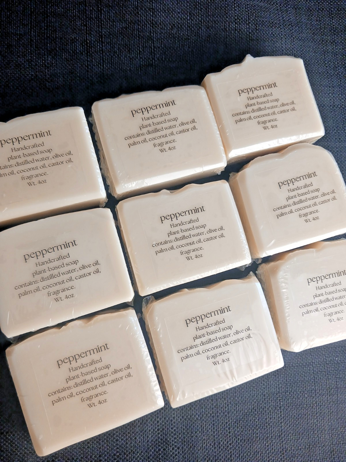 Peppermint Soap Bars 9 Pack – Natural Handmade Bulk Lot 4 oz Each