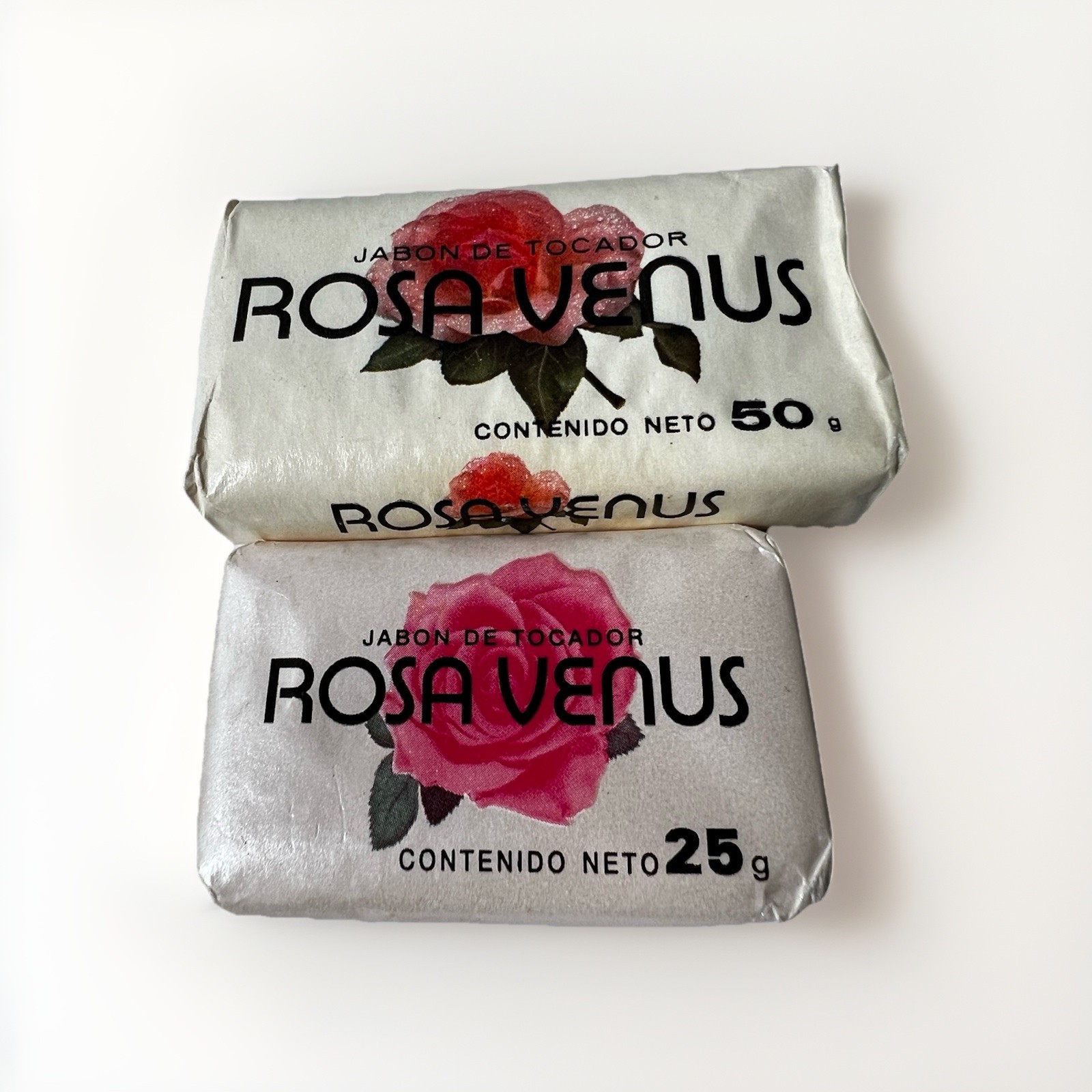 Vintage Rosa Venus BAR SOAP SPANISH MEXICO MADE 50g & 25g White Vanity Prop