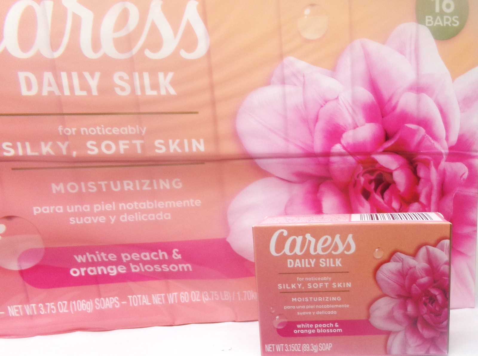 Caress Soap Daily Silk Beauty, White Peach & Orange Blossom, 3.75 oz 16 Bars