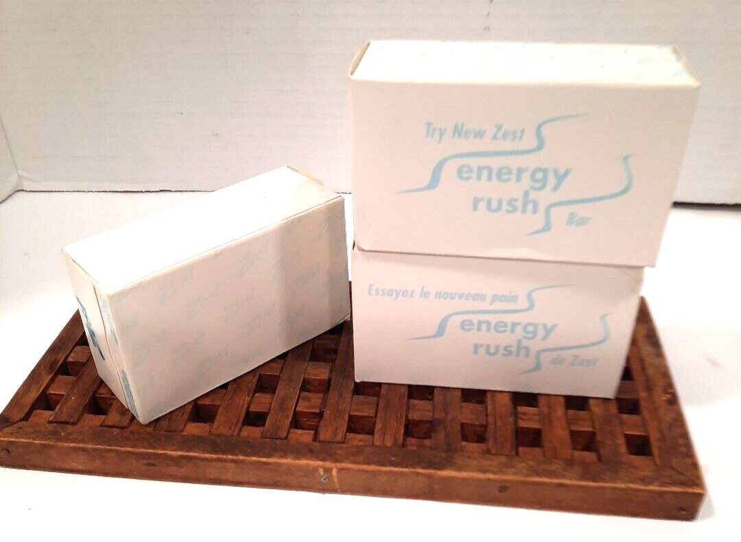 Zest Zestfully Clean Soap Bars Sealed Vintage NOS Large 2 are ” ENERGY RUSH “