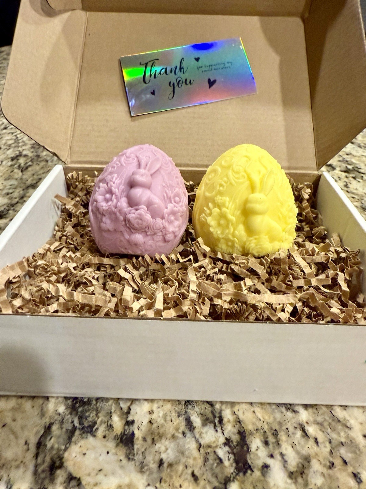 Easter: Handmade Beautifully Designed Soap-Egg shaped With Bunny And Flowers
