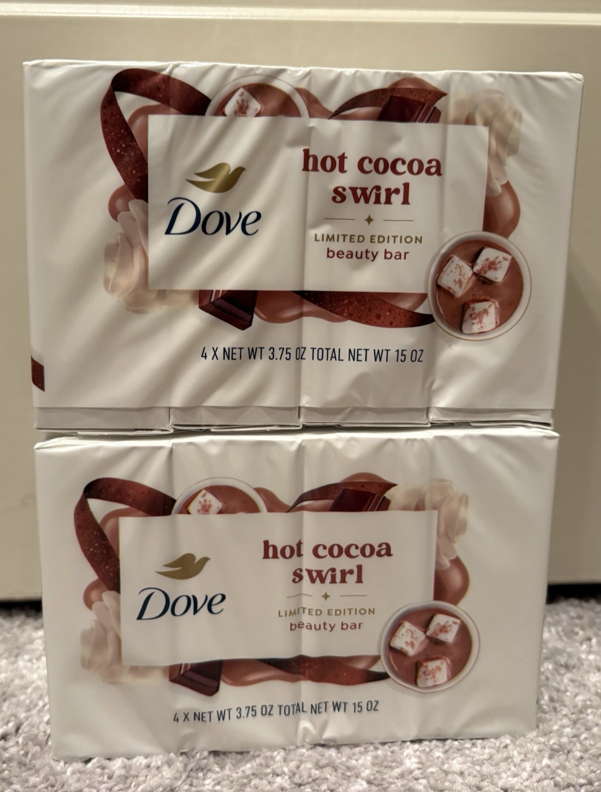 Dove Beauty Bar Soap Hot Cocoa Swirl Scent Limited Edition 8 Total Bars