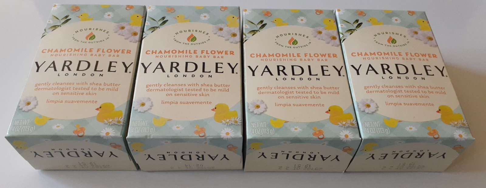 YARDLEY LONDON CHAMOMILE FLOWER NOURISHING BABY BAR OF SOAP LOT OF 4 NEW