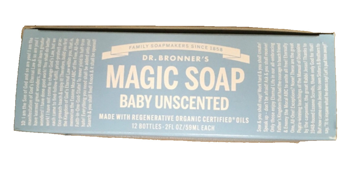 Dr Bronner’s 18-in-1 Pure Castile Magic Soap Baby Unscented Soap 12-2oz Bottles