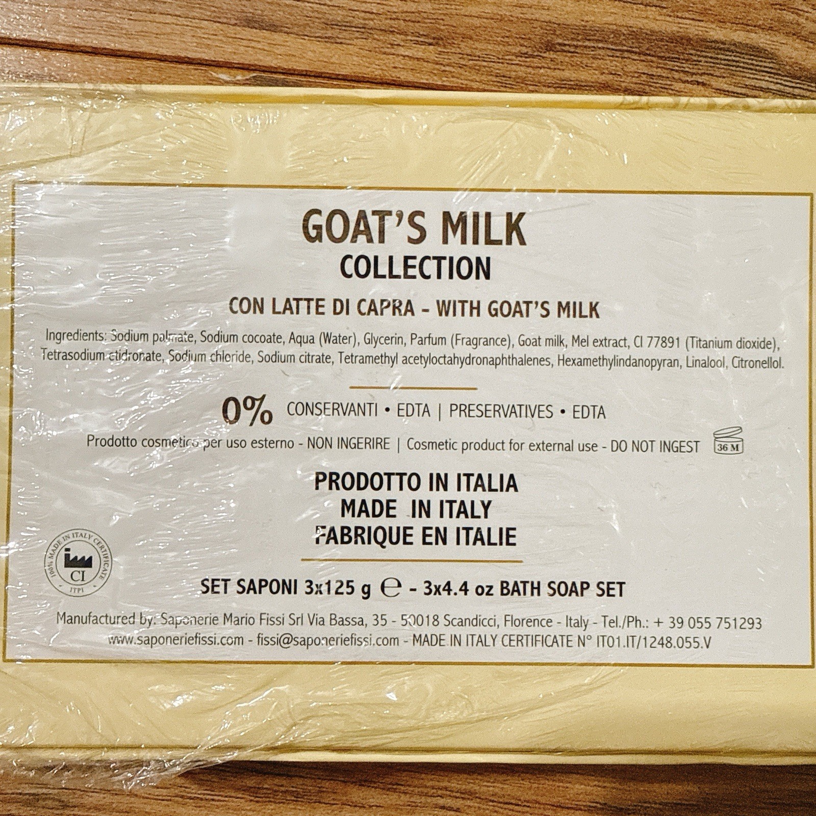 SAPONERIE MARIO FISSI SRL Set 3×4.4 OZ Goat Milk With Honey Luxury Soap Italy