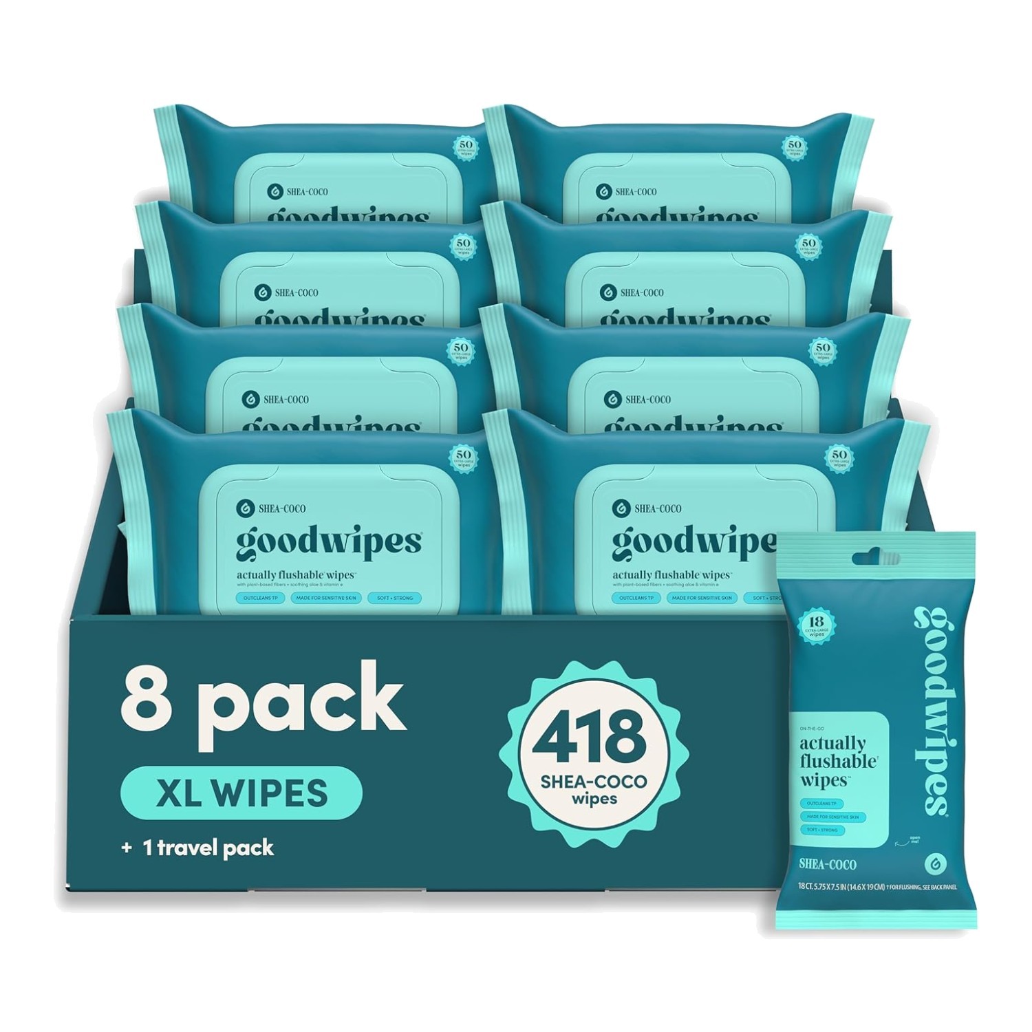 Flushable Shea-Coco Wet Wipes, 418 Count – Sewer Safe