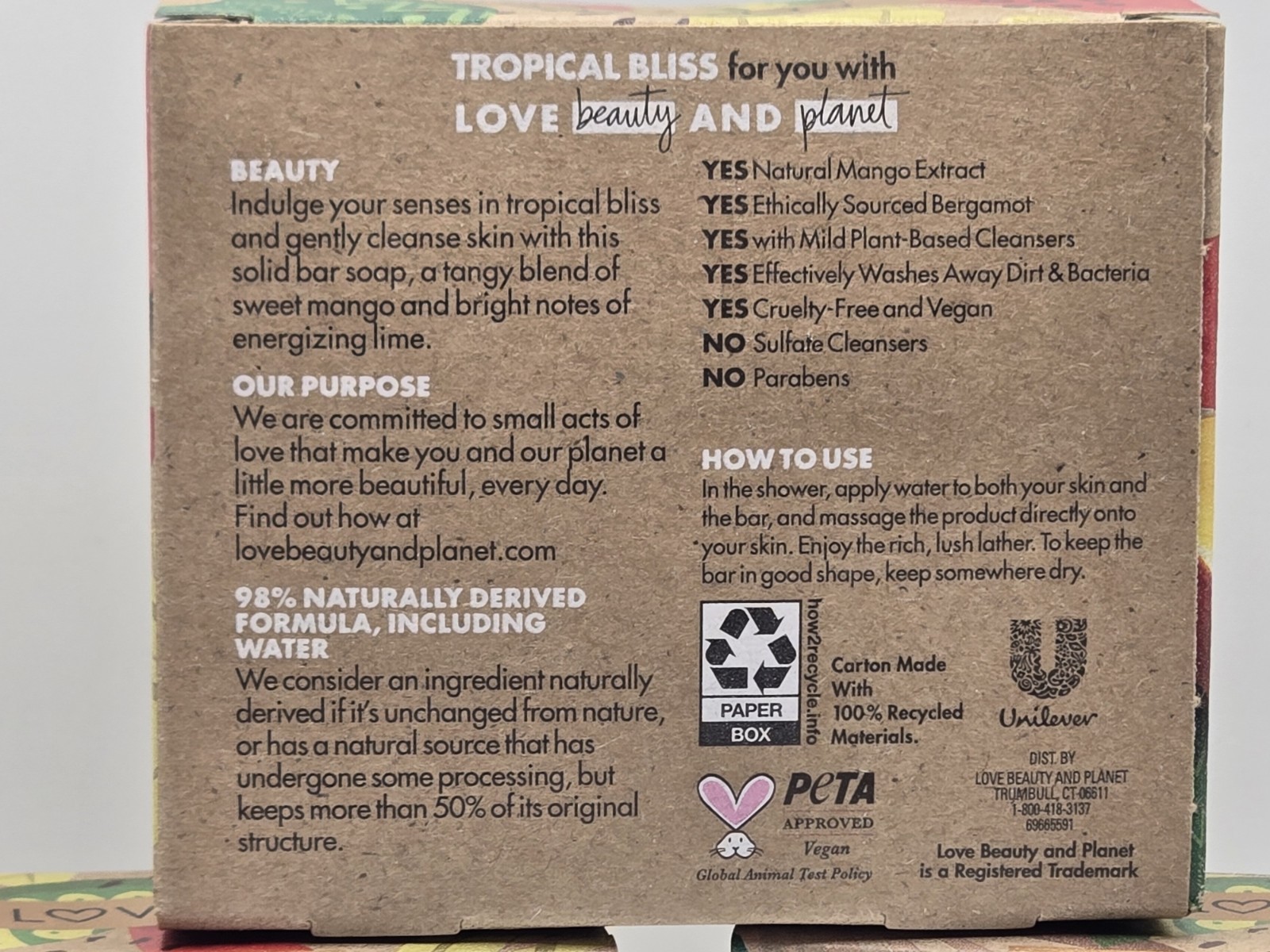 All Natural – Beloved Vegan Soap Bar -Mango & Lime- Love Beauty & Planet -3 Pack