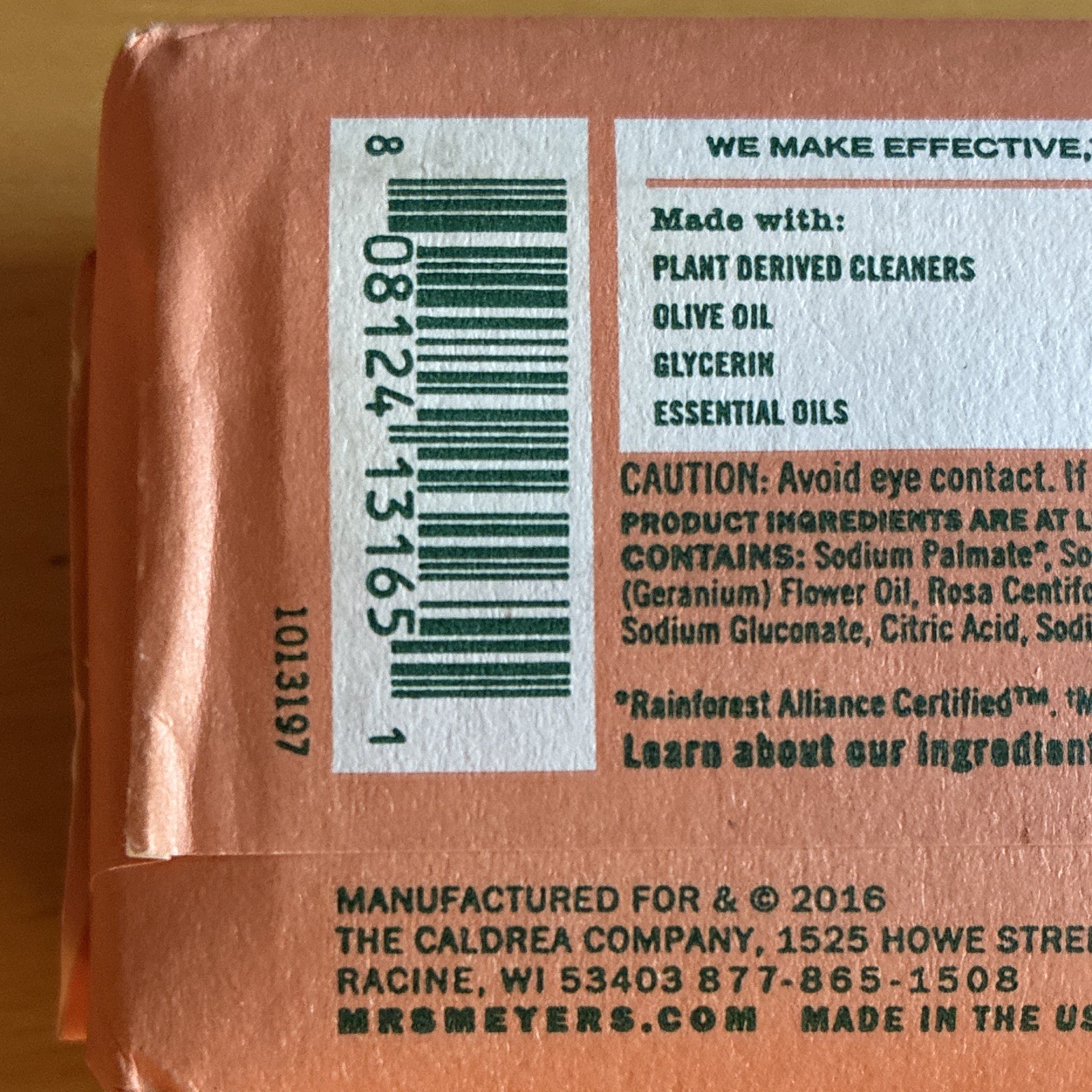 Mrs. Meyer’s Clean Day Daily Bar Soap Geranium Phthalate-Free 5.3 oz HTF