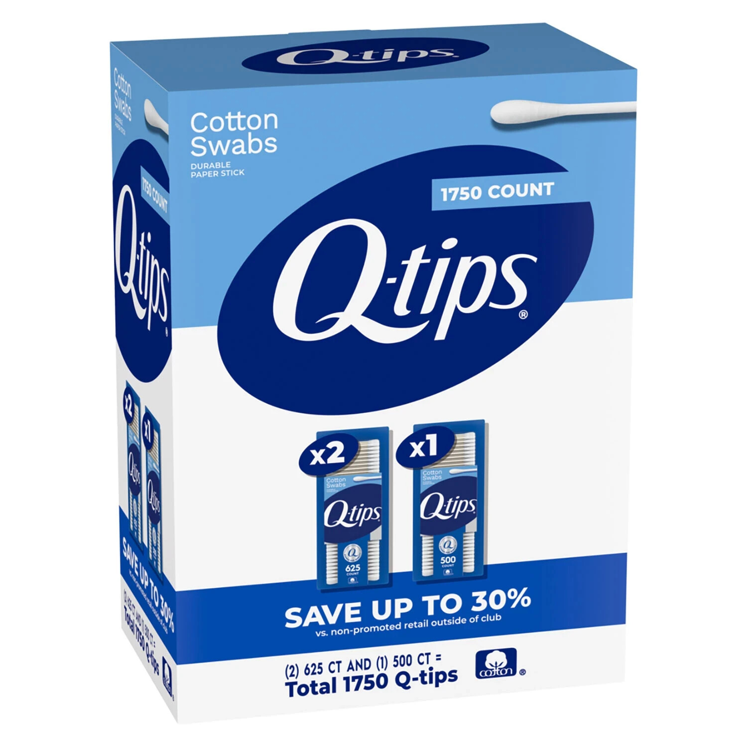 Q-tips Cotton Swabs {625 ct., 2 pk. + 500 ct., 1 pk.}