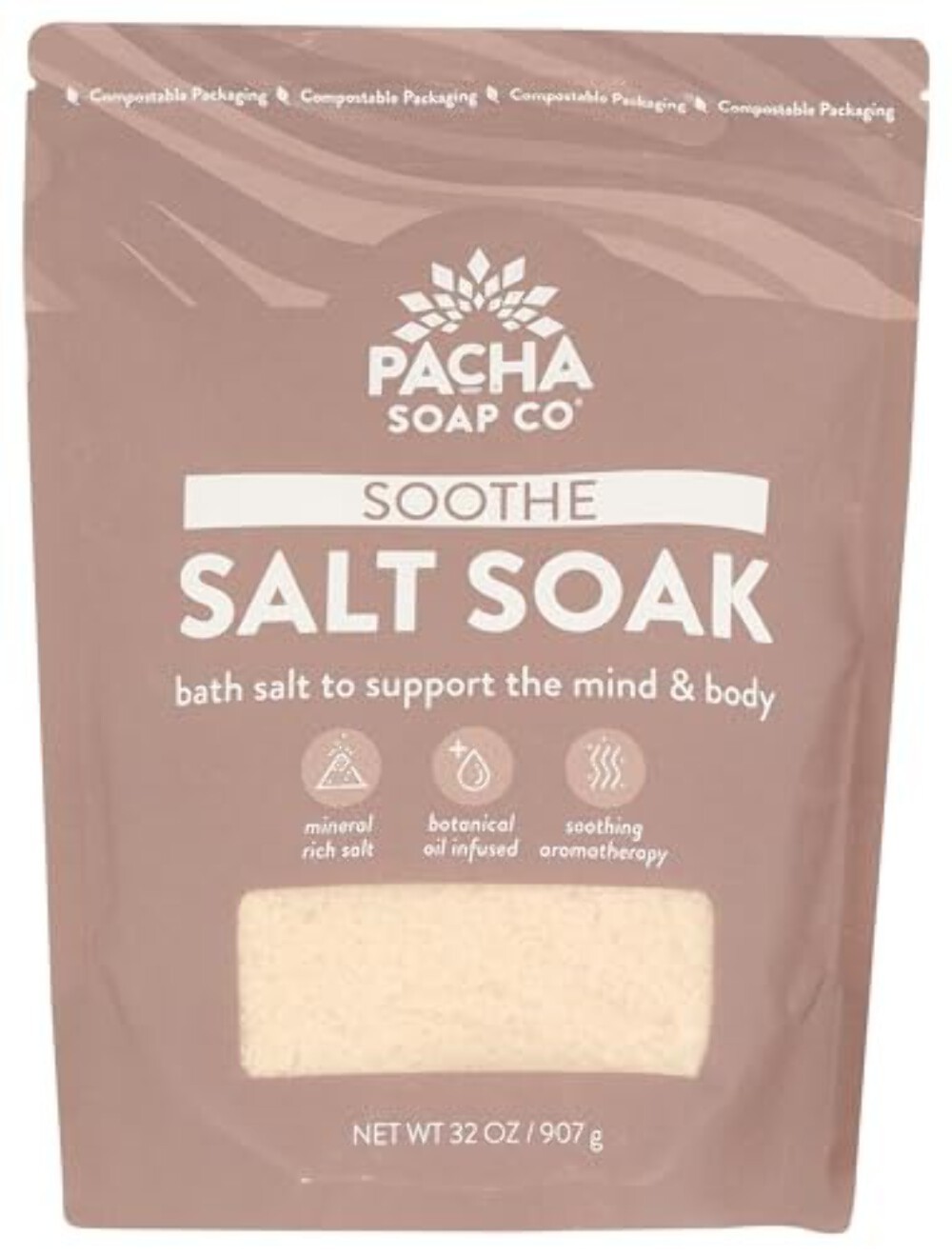 PACHA SOAP Soothe Salt Soak, Mineral Rich Salt 32 OZ