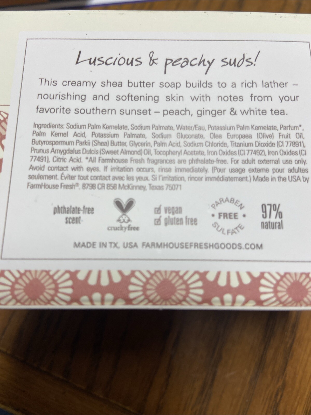 Farmhouse Fresh Sweet Tea. Shea Butter Soap (2) Bars. 97% Natural Whipped Lather