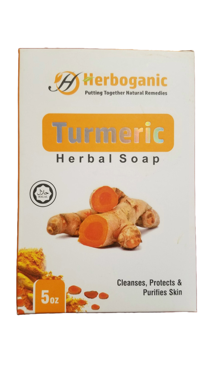 Herboganic Turmeric Herbal Soap Cleanse Protect Purifies Skin Rash Acne Dry 5 oz