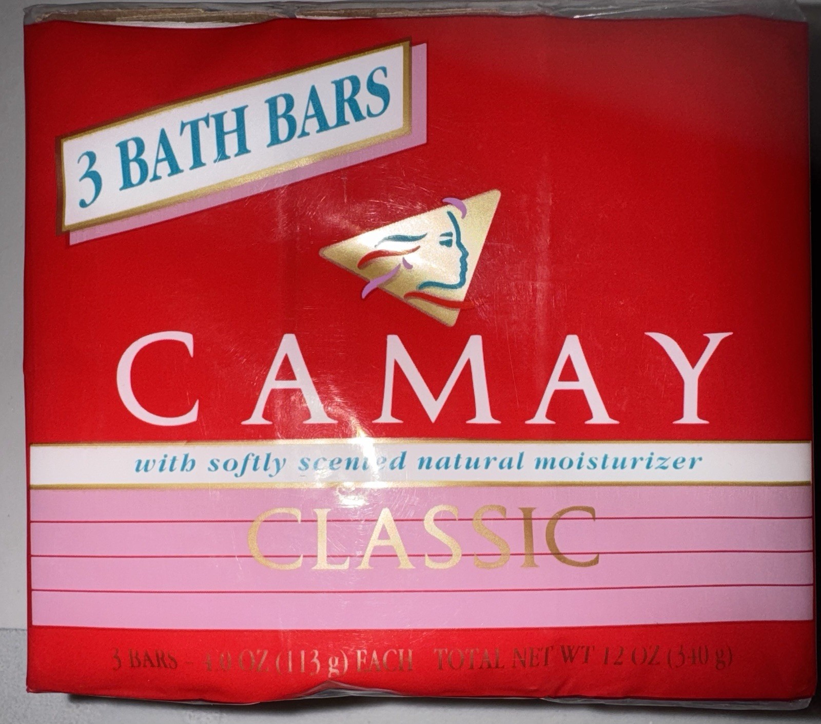 3) CAMAY BATH BARS NEW IN PACKAGE CLASSIC SOFTLY SCENTED MOISTURIZERS 4 OZ EACH