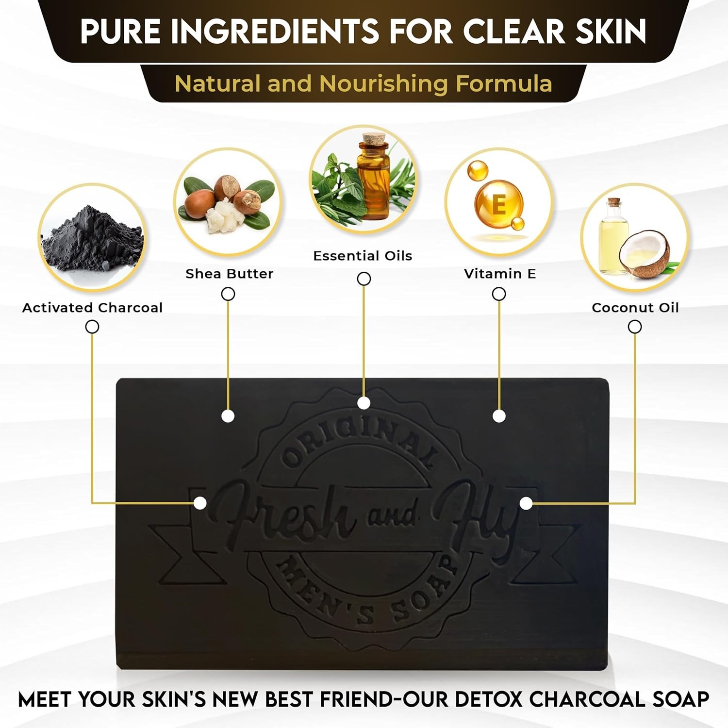 Fresh & Fly Activated Charcoal Soap Bar 300g | Natural Antibacterial Men’s Soap