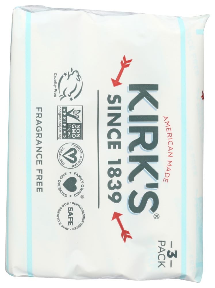 Kirks Natural Soap Bar – Coco Castile – Fragrance Free – 1 Count (Pack of 4)