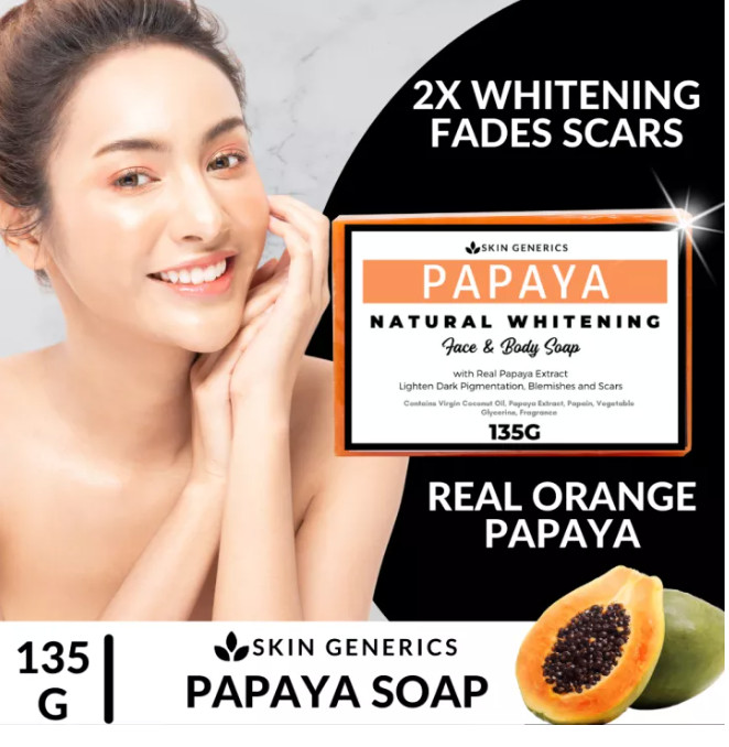 Skin Generics ORANGE PAPAYA Natural Whitening Face & Body Soap 135g