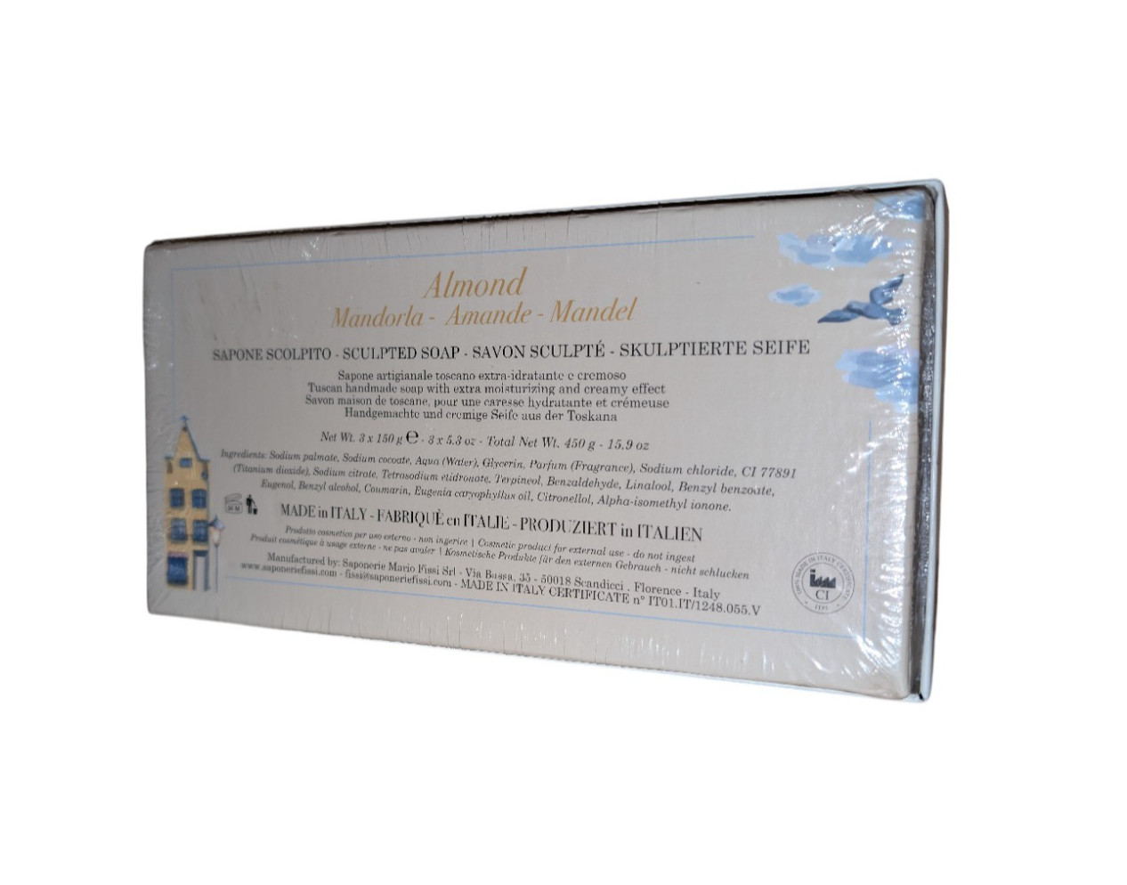 NEW Saponerie Fissi Italian Almond Scented Bar Soap 15.9 oz SEALED Italy
