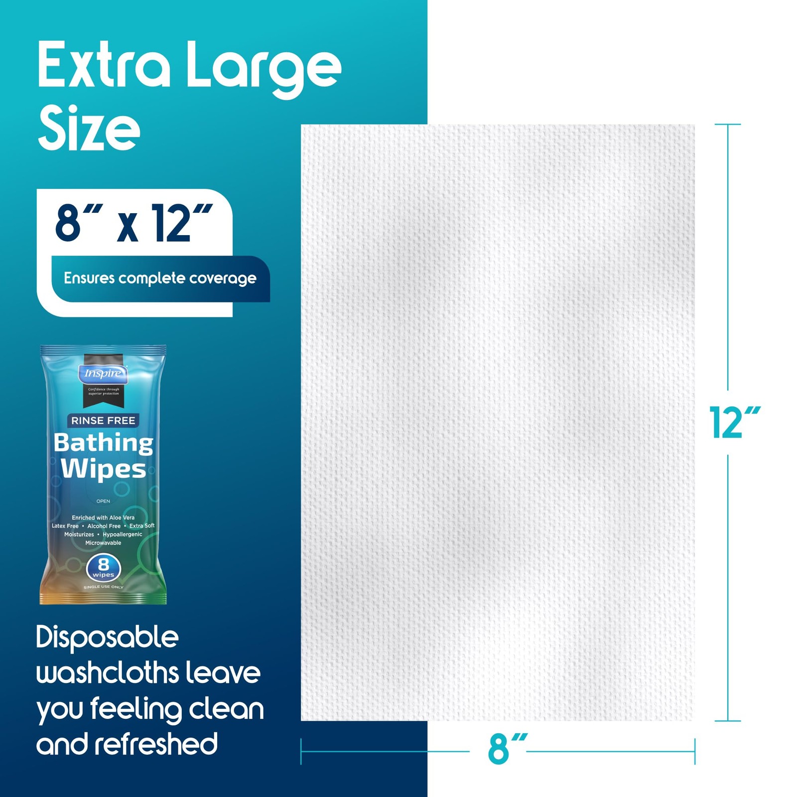 Best Thick Rinse Free Body Wipes, Extra Large Washcloths For Adults, Aloe Vera