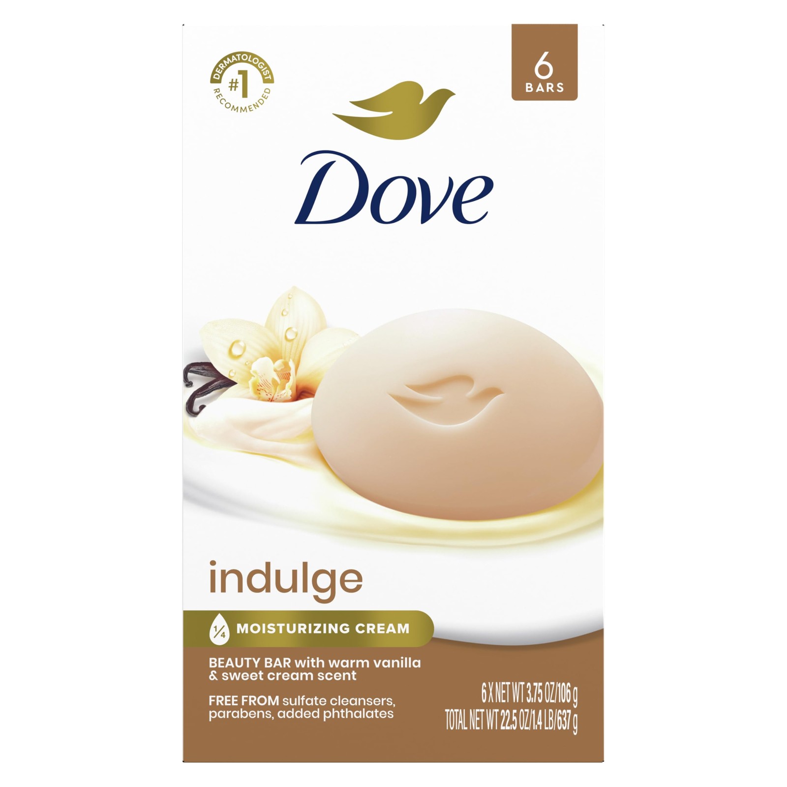 Dove Indulge Beauty Bar Soap 6 Count, Warm 3.75 Ounce (Pack of 6), Brown