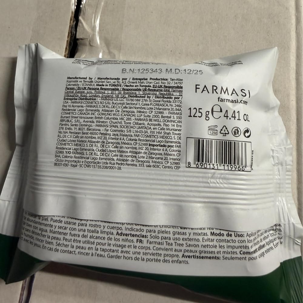 FARMASi Tea Tree Soap, Clarifying Daily 4.41 Ounce (Pack of 1), White
