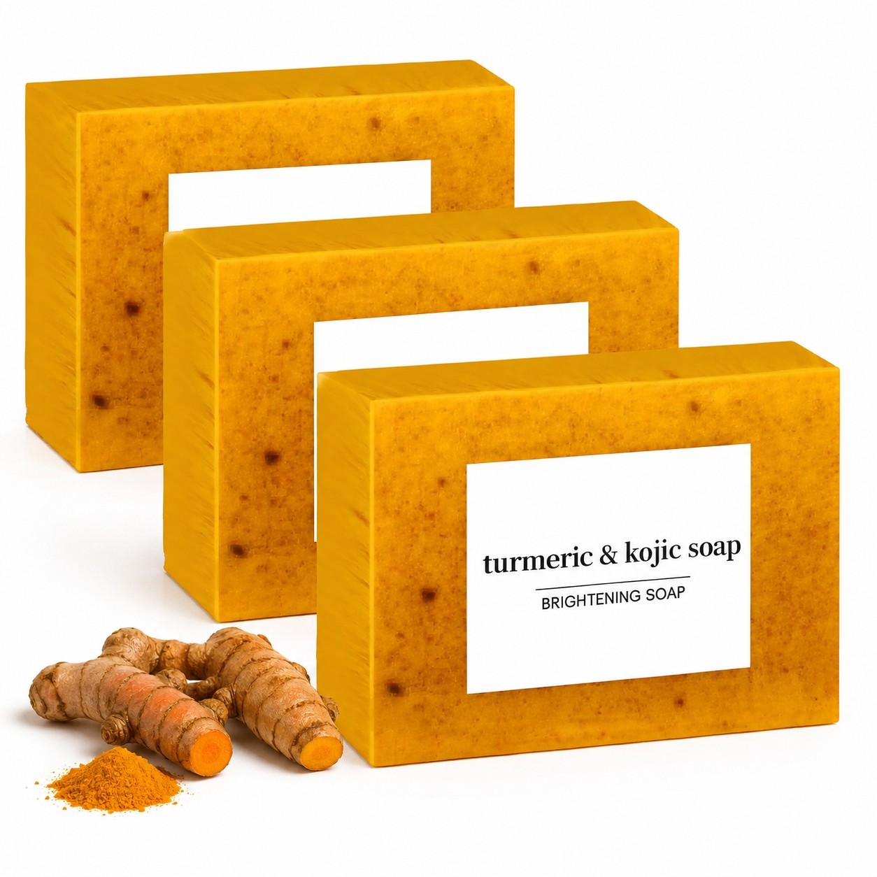 3-Pack Turmeric Glow Soap Bar Lemon Kojic Acid Dark Spot Care