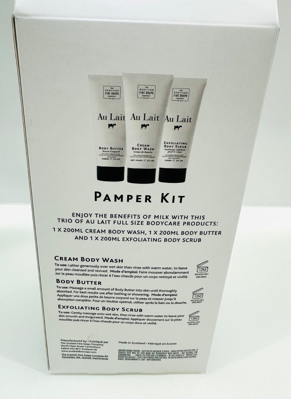 The Scottish Fine Soaps Company Au Lait Pamper Kit Gift Set 3 x 200ml Body Care