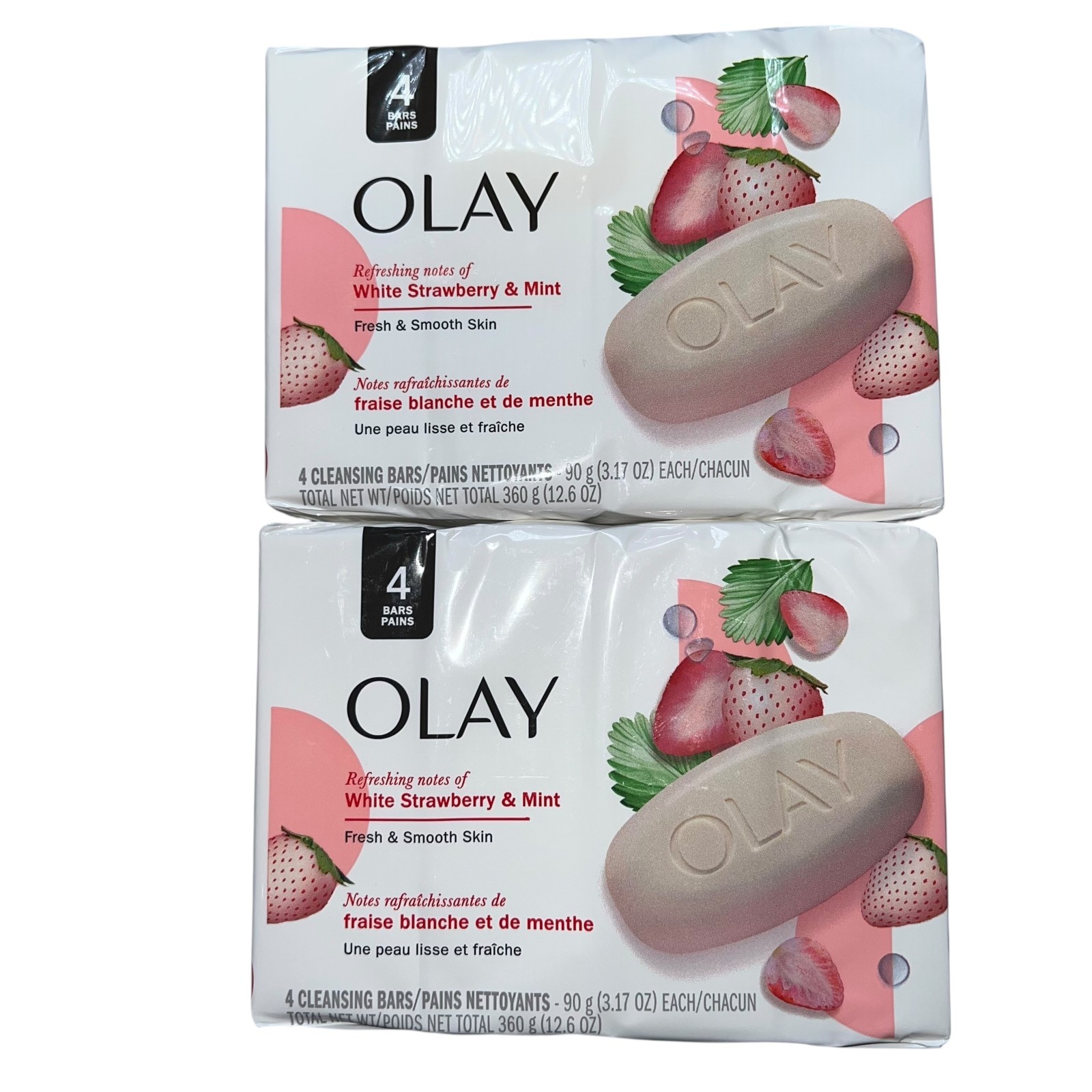 Olay Fresh Outlast Soap Bars White Strawberry Mint 8-Pack 3.17oz Each NEW