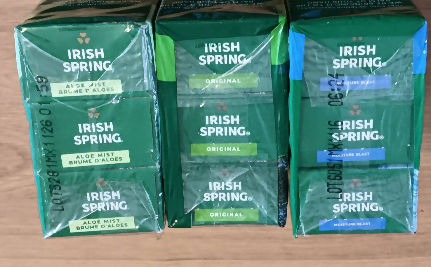 Irish Spring Aloe Mist Original Moisture Blast Zest Aqua Bar Soap Lot 25 Count