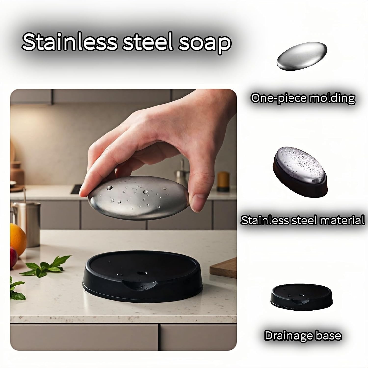Chemical-Free Stainless Steel Soap Bar – Hand Odor Eliminator for Food Lovers