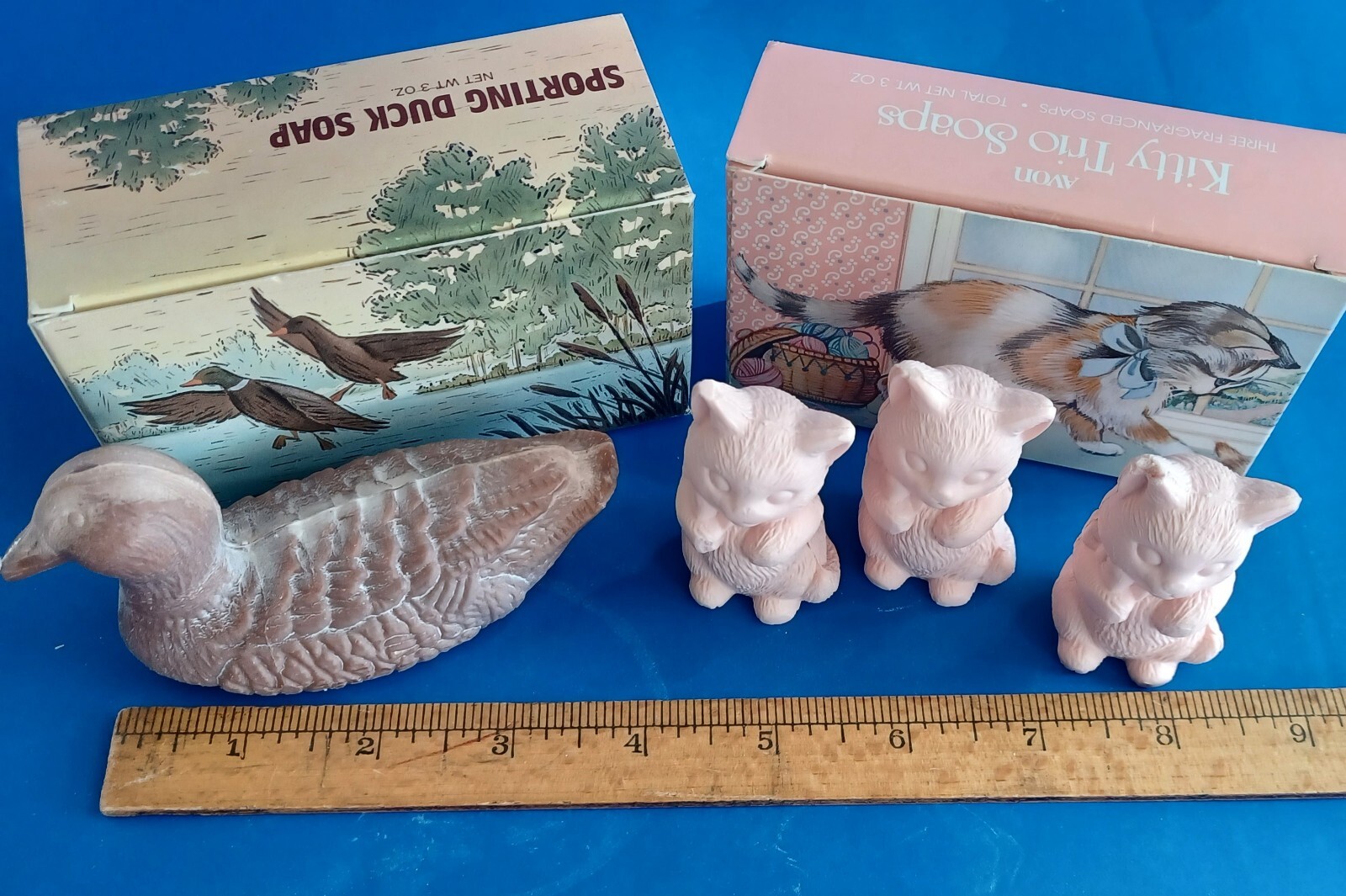 Lot of 2 Vintage Avon Soaps Sporting Duck Soap & Kitty Trio Soaps In Boxes NOS