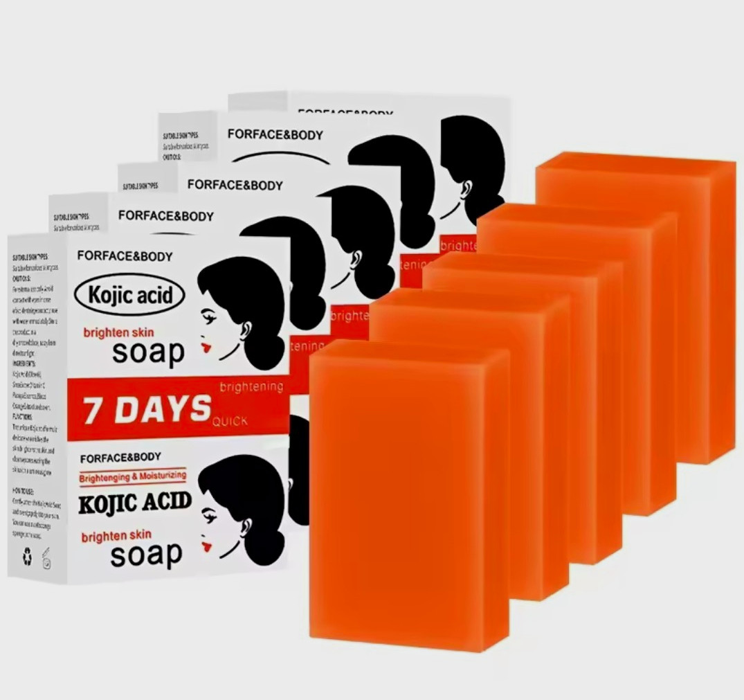 5Kojic Acid Brightening Soap Bar Moisturizing Exfoliating Orange Face/Body/Hands