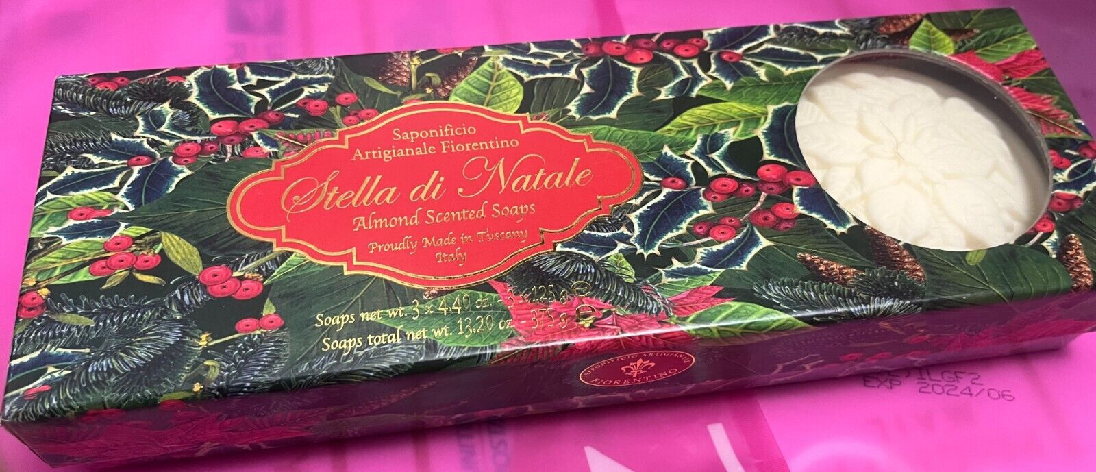 SAPONIFICIO ARTIGIANALE FIORENTINO ALMOND SCENTED SOAPS 4.40 OZ EACH CHRISTMAS