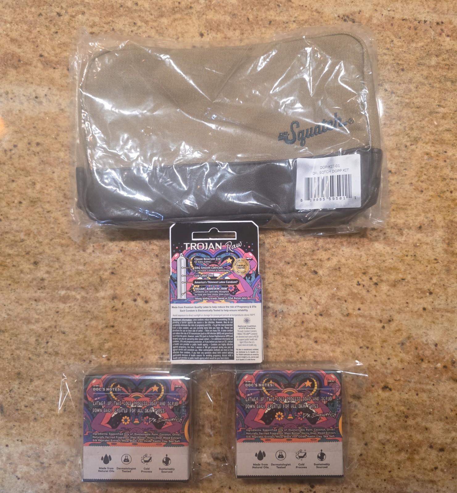 🧼🧼Dr. Squatch Bricc’d Up Trojan Condoms, Soap Bar Collab & Toiletry Bag 🧼🧼