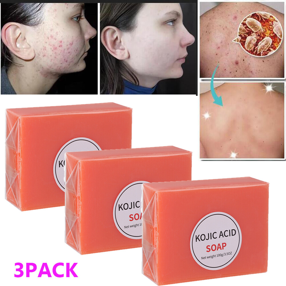 3PACK Kojic Acid Soap for Dark Spots Whitening Turmeric Soap Skin Lightening