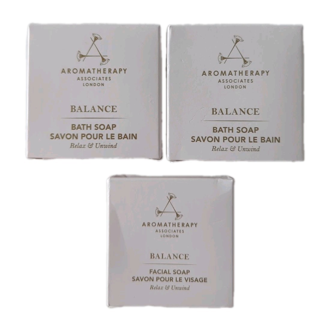 3x Aromatherapy Associates Balance Facial Bar Soap NEW Travel Size 1.7 & 1.05 oz