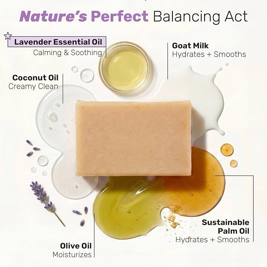 Southern Natural Luxury Goat Milk Soap Bars Lavender, 14 Oz Total, 3 Pk, NEW Lg.