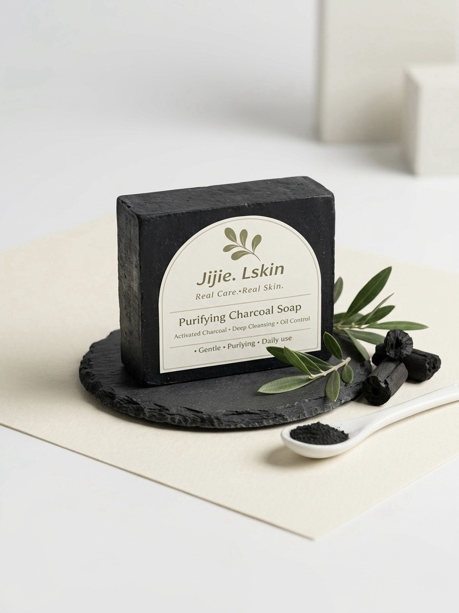 Jijie.Lskin Purifying Charcoal Soap – Acne, Oil Control, Glow, All Skin , 3.5 oz