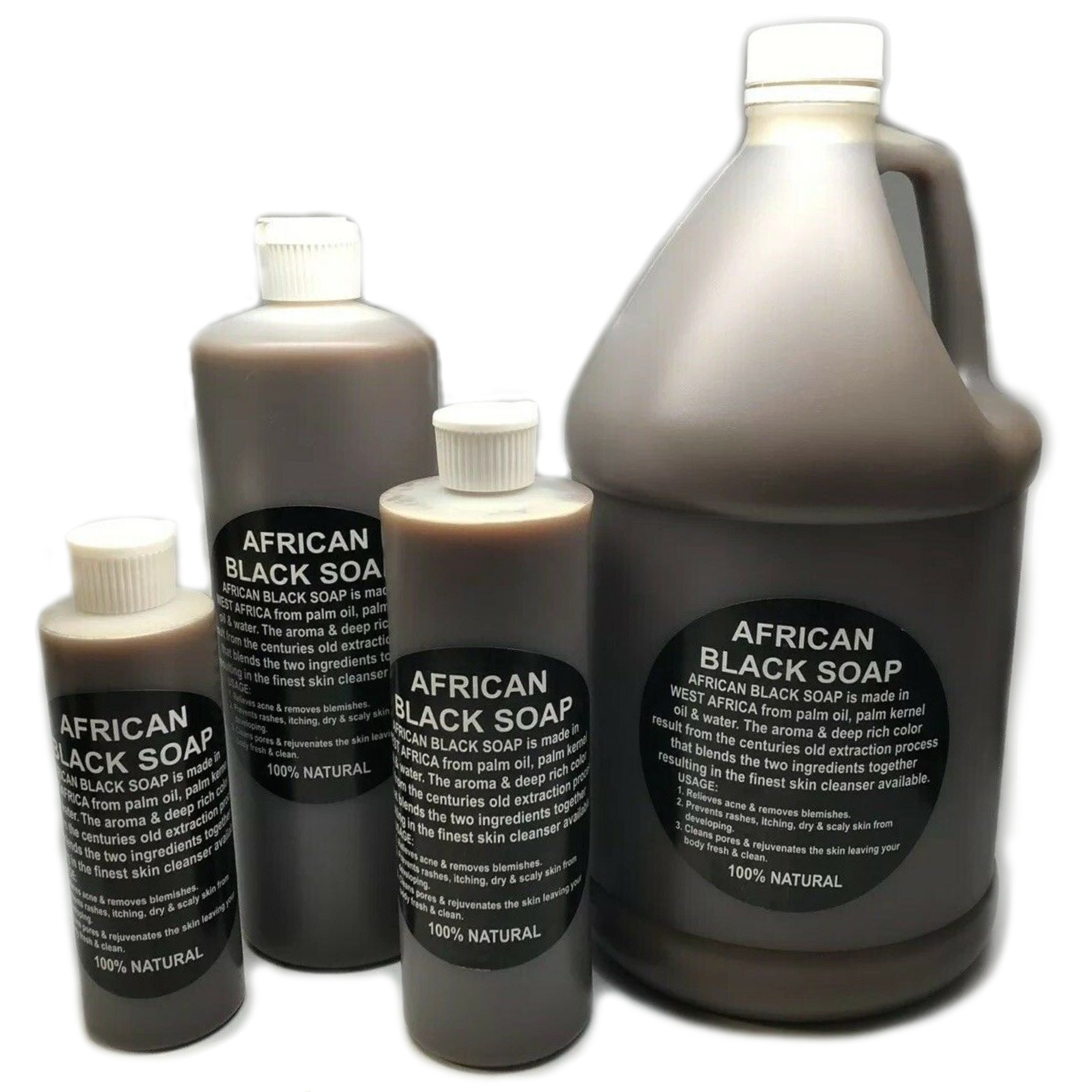Liquid Raw African Black Soap 5 Gallons 40 lbs 100% Pure Natural Body Face Wash
