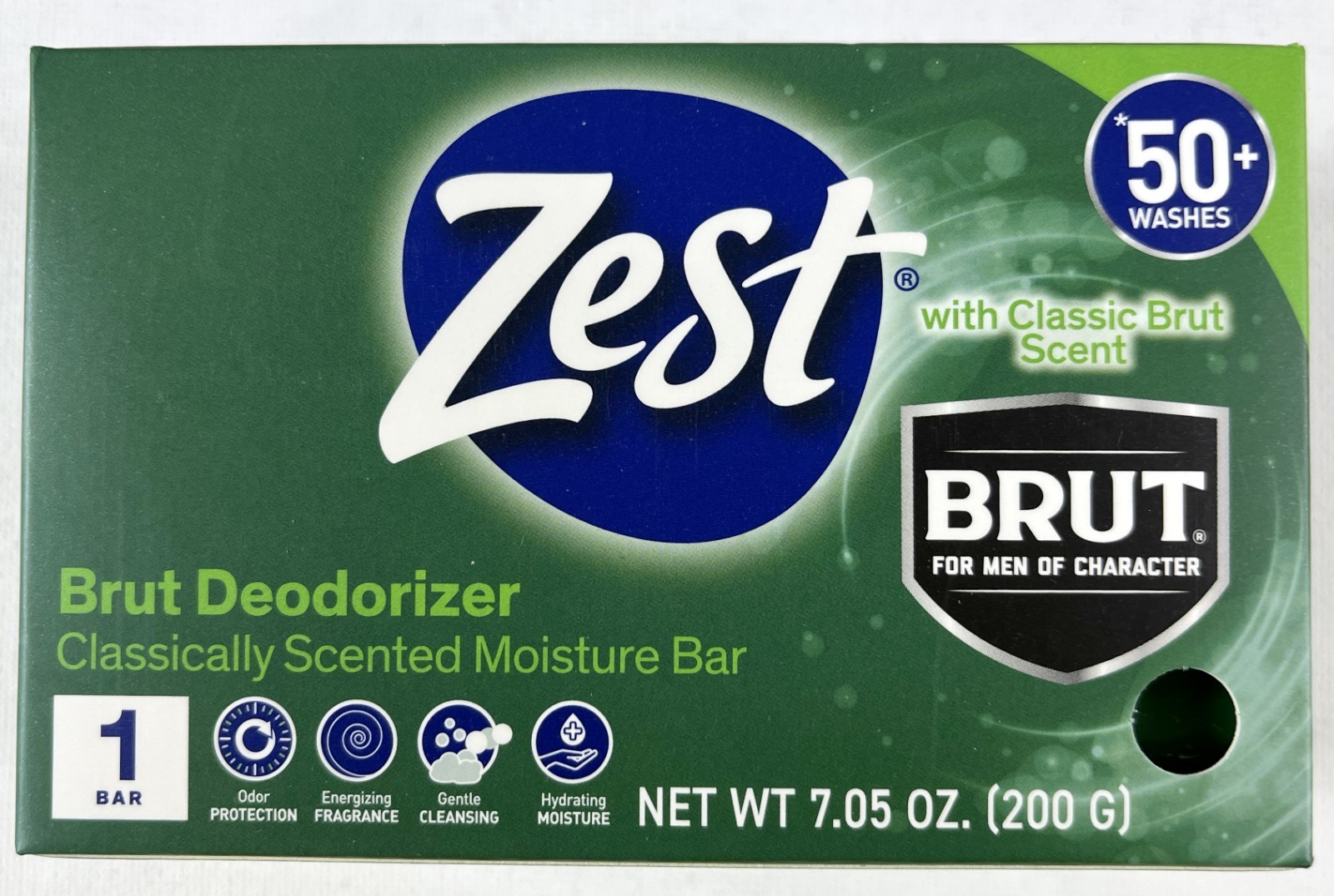 Zest Brut Deodorizer classic Scented moisture Bar for men 7.05 oz .Lot o 2, 4