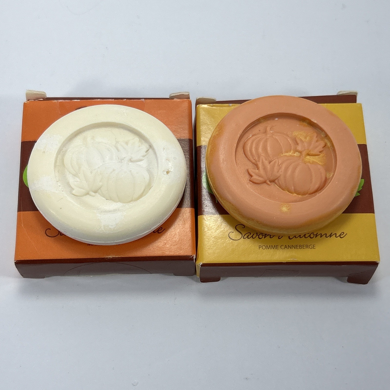 Vintage Autumn Pumpkin Shaped Avon Autumn 2005 Decorative Soap Set of 2