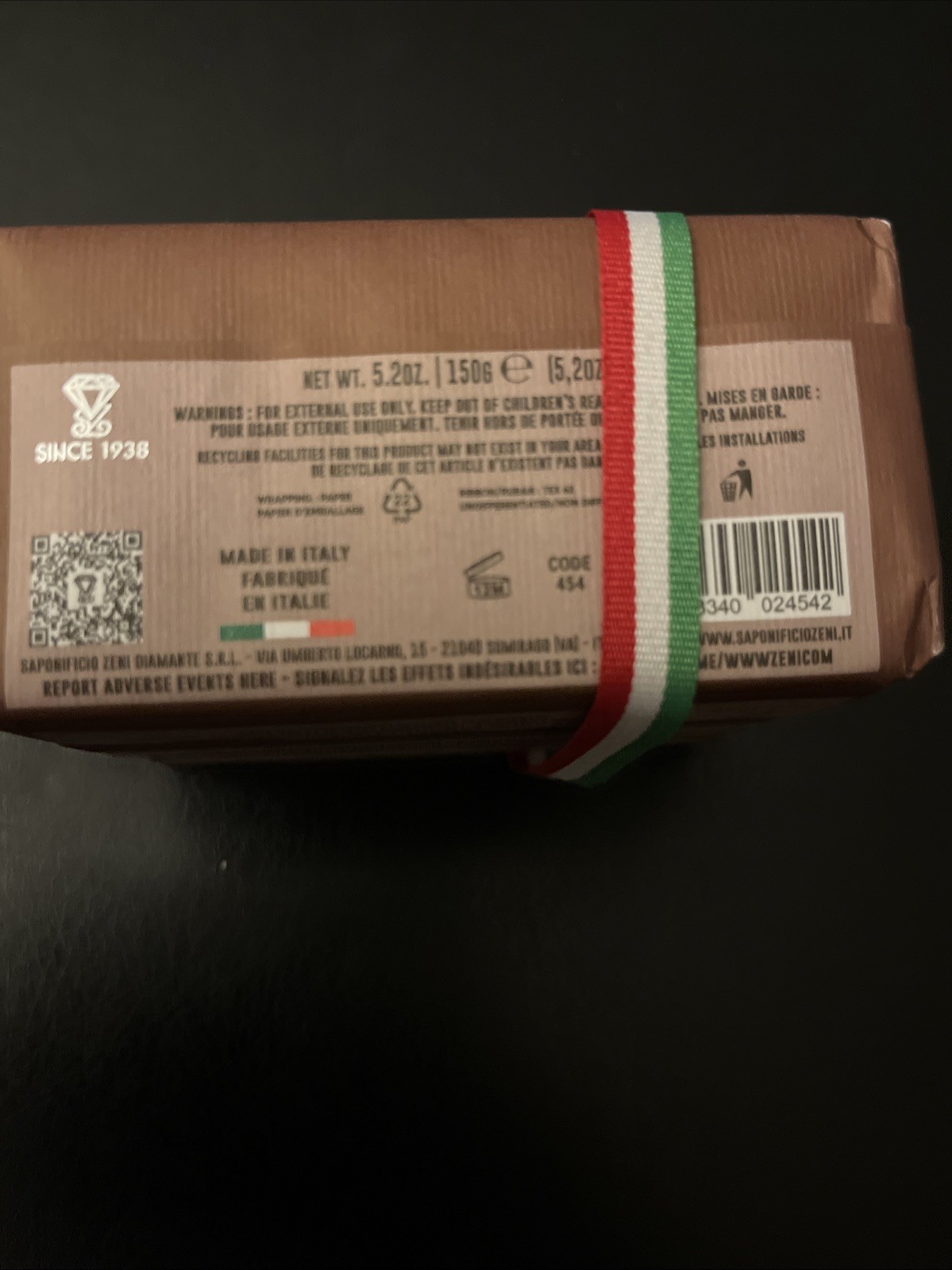 ZENI Bourbon FINE TRIPLE MILLED SOAP BAR (3 BARS ) 5.3OZ EACH MADE IN ITALY New